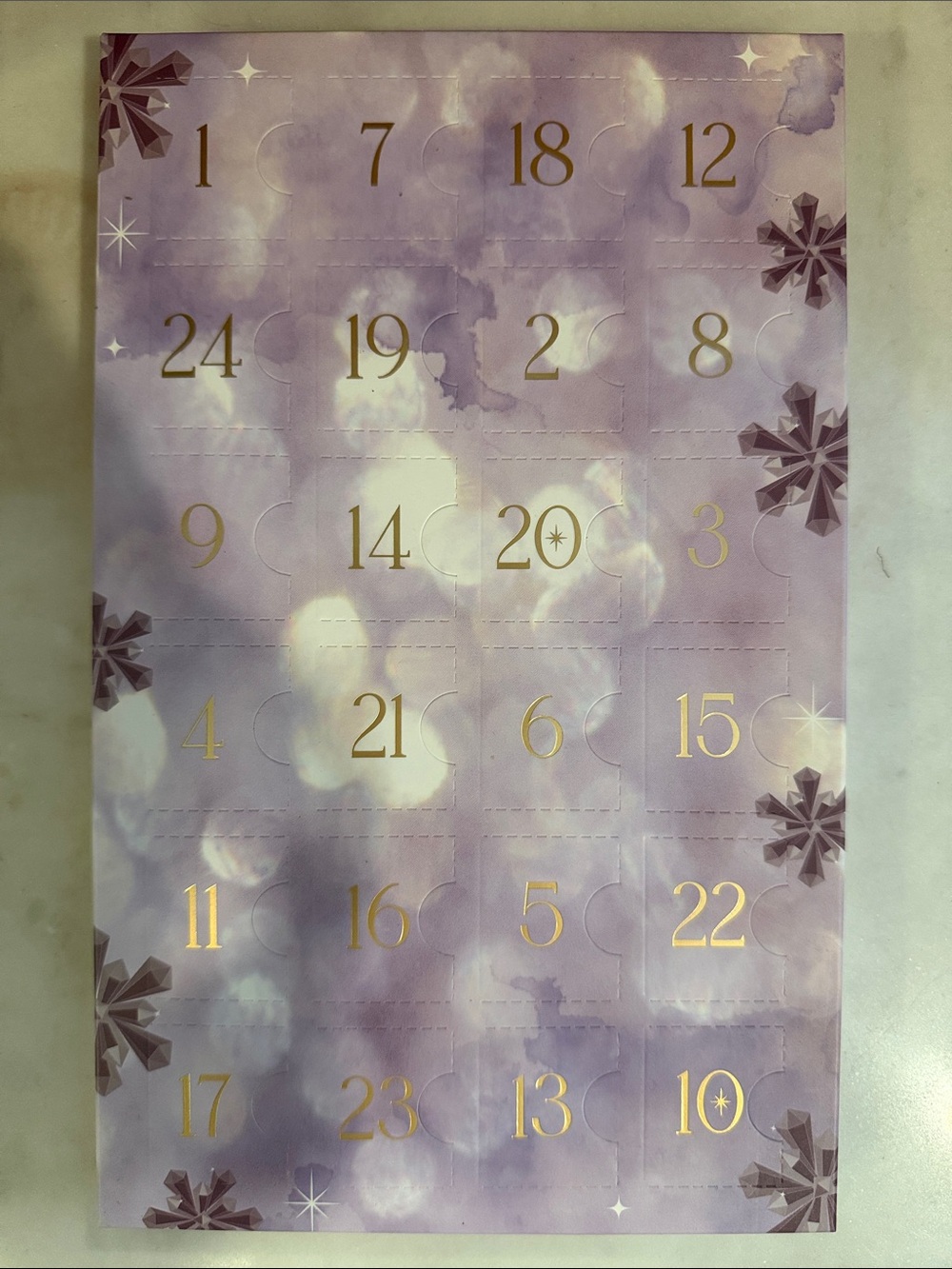 Purple Gold-Numbered crystal Advent Calendar